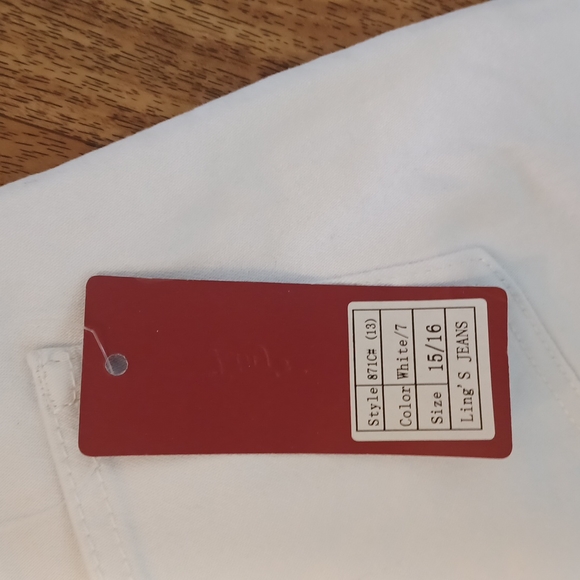 New! With tags Ling's Fashion white Jeans capris size 15/16 - Picture 9 of 11